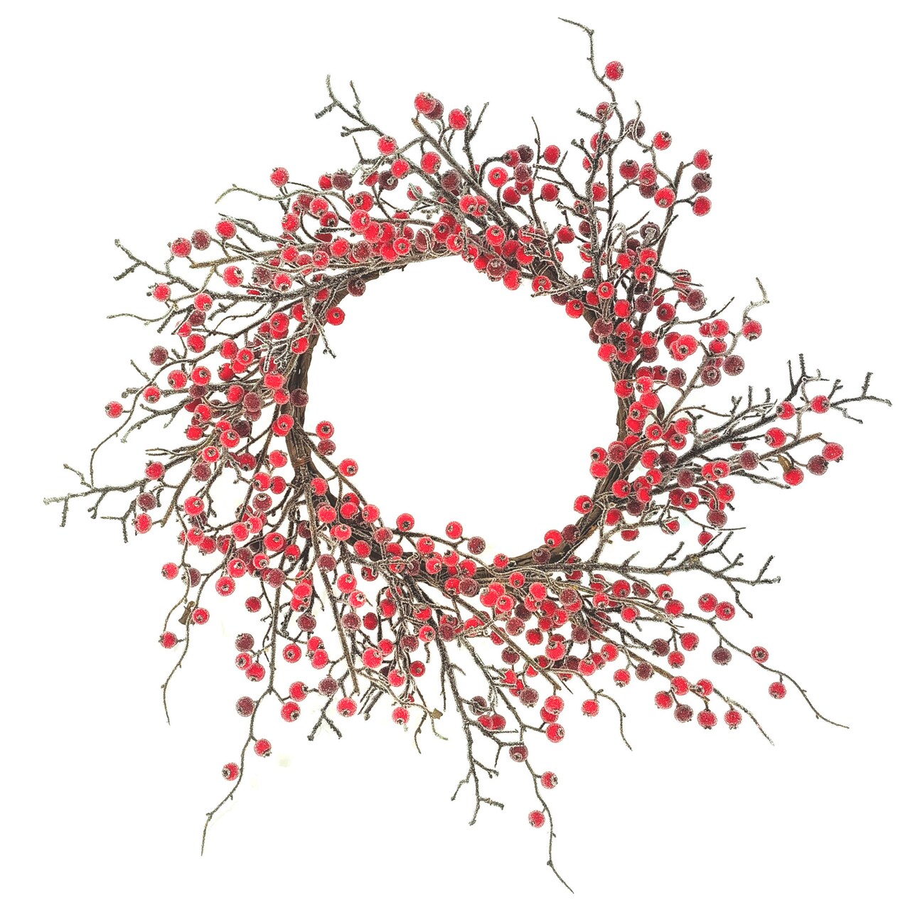 Red Magic Berry Wreath with Lifelike Berries | 24" Wide | Indoor/Outdoor Use | Holiday Xmas Accents | Christmas Wreaths | Home & Office Decor (Set of 2)